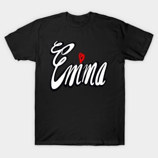 Emma popular girls first name in white. Personalized personalised customised name Emma. T-Shirt